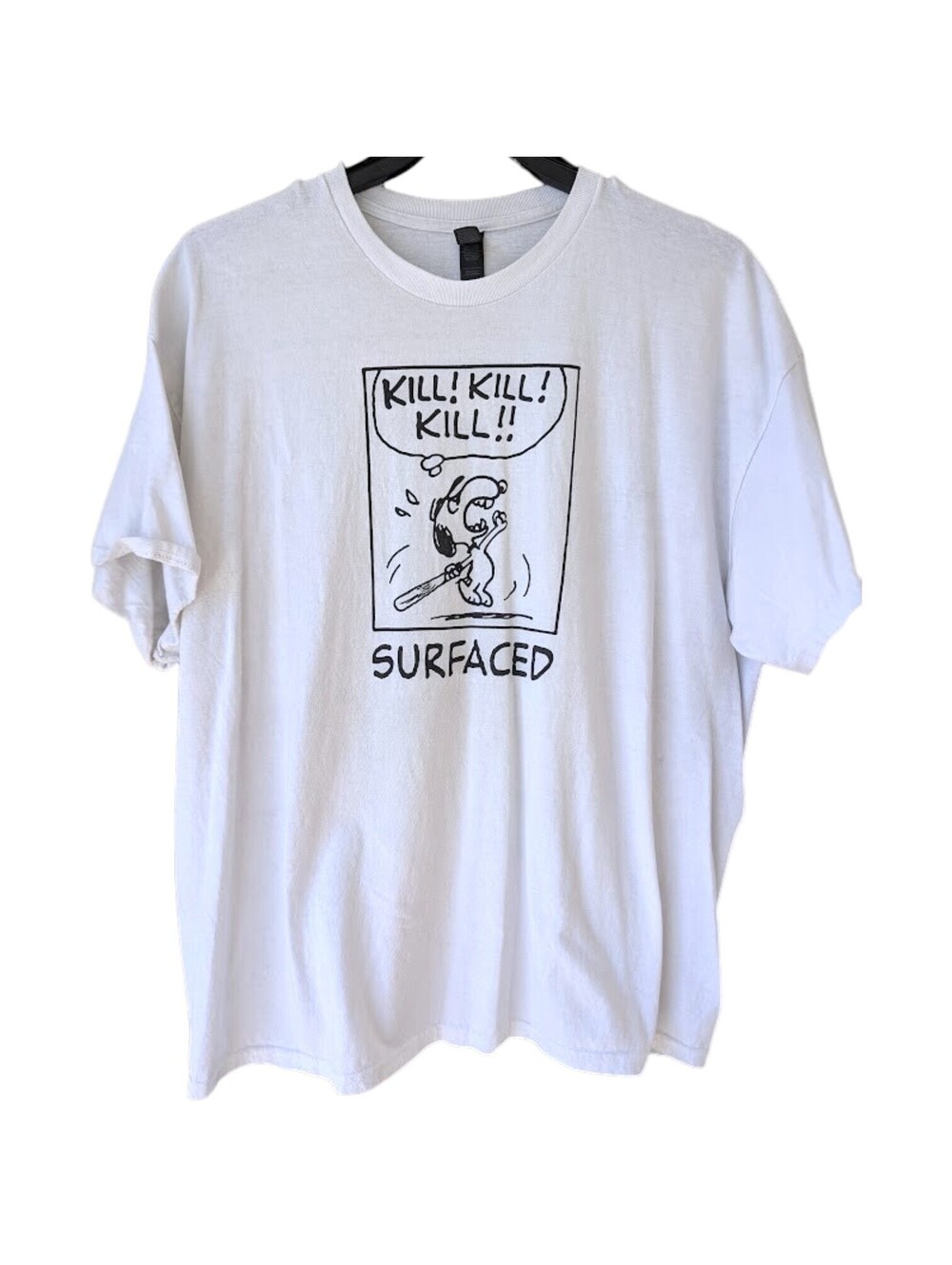Surfaced Band T-Shirt Mens 2XL White Kill Kill Kill Snoopy Metalcore Tee 25.5x30